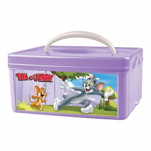 Коробка универсальная с ручкой и аппликацией - Том и Джерри, сиреневый (Бытпласт, 433213503) (ассортимент)