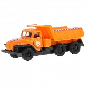 Самосвал Урал, оранжевая кабина, 12 см, металлический инерционный (Технопарк, SB-16-52-A-WB)