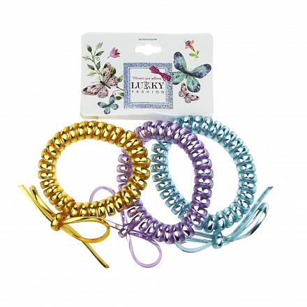 Набор резинок для волос Lukky Fashion - Спираль с бантиком, 3 штуки 