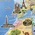 Карта мира настенная - Достопримечательности мира  - миниатюра №1