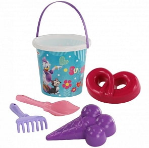 Набор Disney Минни №10: ведро с наклейкой, лопатка №5, грабельки №5, формочки мороженое + крендель (Полесье, 65698) (ассортимент)