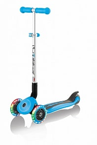 Самокат трехколесный Globber Primo Foldable Lights - голубой (Globber, 432-101)