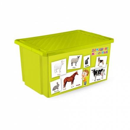 Ящик для игрушек X-Box Обучайка - Животные, салатовый 