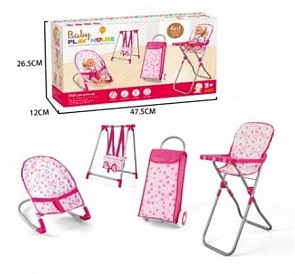 Мебель для кукол – Стульчик, сумка, качели, шезлонг (B1741519)