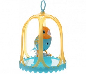 Птичка DigiFriends с большой клеткой и кольцом, желтая голова и голубое туловище (Silverlit, 88295S-2)