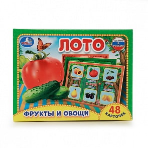 Лото бумажное - Фрукты и овощи, 48 карточек (Умка, 4690590101223)