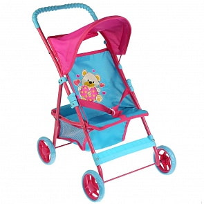 Коляска-книжка металлическая, резиновые колёса 4 по 11 см, корзина, резиновая ручка (Карапуз, 63AEM-20-B)