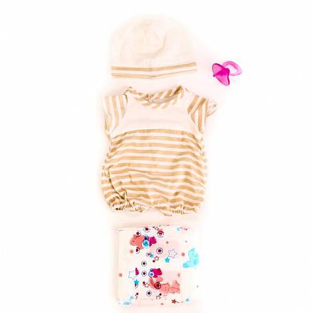 Одежда для кукол с аксессуарами – Шапочка, боди, соска, памперс, коричневые 