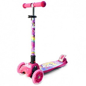 Трехколесный складной самокат – Barbie, светящиеся колеса 12 и 8 см, розовый (S103BRBsim)