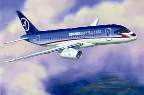 Сборная модель - Пассажирский Авиалайнер Суперджет 100 Подарочный набор (ZVEZDA, 7009П)