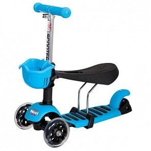 Трехколесный самокат 2 в 1, нагрузка до 30/50 кг, голубой (Next, GL-MD-BLUEsim)