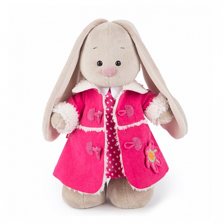 Мягкая игрушка – Зайка Ми в платье и розовой дубленке, малая, 25 см 