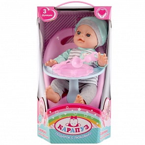 Интерактивная кукла ™Карапуз - Сашенька, 35 со стулом для кормления и аксессуарами, 3 функции (Карапуз, Y35BB-CHAIR-RUsim)