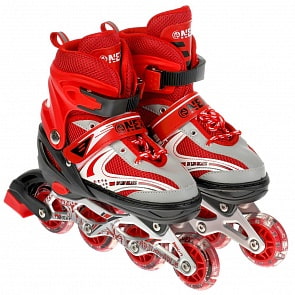 Раздвижные ролики Next со светом размер 34-37 в сумке красные (Next, C28004-34-37-RED)