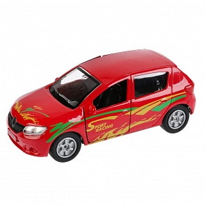 Модель Renault Sandero, 12 см, открываются двери и багажник, инерционный механизм (Технопарк, SB-17-61-RS-S-WB)