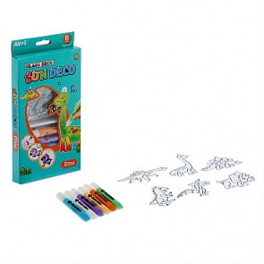 Набор витражных красок с витражами - Динозавры, 6 цветов по 10,5 мл., 6 витражей (Amos, 22928)