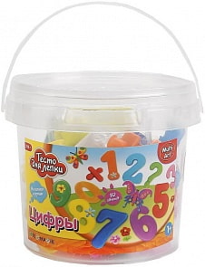 Набор теста для лепки Цифры 10 цветов по 25 гр, 16 формочек, в ведре (MultiArt, S250NUMB-PD)