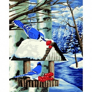 Рисование по номерам на холсте – Птичья кормушка, 40 х 50 (Фабрика Творчества, L031)