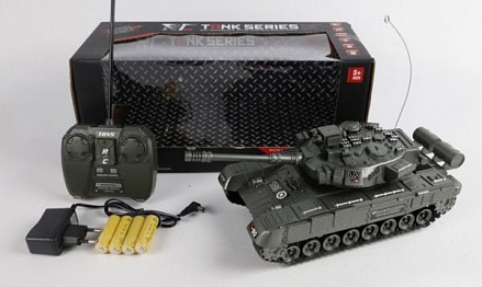 Радиоуправляемый танк с вращающейся башней на аккумуляторе, свет, звук 