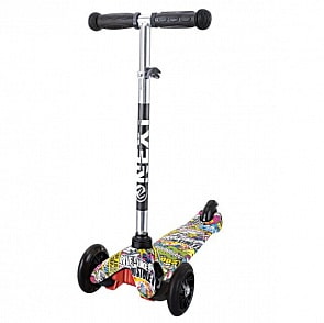 Самокат 3-х колесный складной - Next, черный, управление наклоном, со светящимися PU колесами (Next, GT-4105P-BLACKsim)