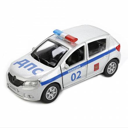 Renault Sandero Полиция - металлическая инерционная машина, 12 см, Технопарк, SB-17-61-RS-WB