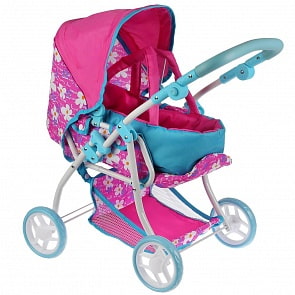 Коляска металлическая с 4 резиновыми колесами 12,5 см, корзинка, переноска (Карапуз, 66HC-20-C1)