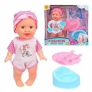 Интерактивный пупс с аксессуарами, 25 см, 4 предмета, звук (Наша Игрушка, 9067) (ассортимент)