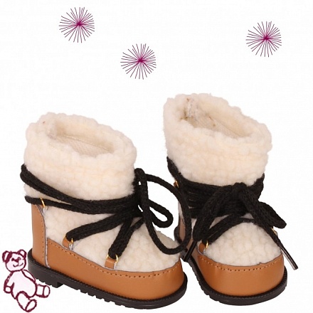 Обувь для куклы - Зимние утепленные ботинки со шнуровкой, 45 см 