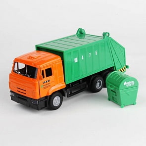Инерционная металлическая машина КАМАЗ "Мусоровоз"  свет, звук 1:43 (Технопарк, CT12-457-4WBsim)