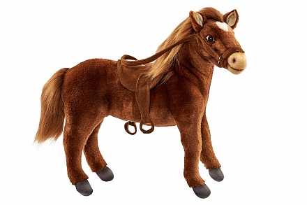 Мягкая игрушка - Лошадь оседланная рыжая, 37 см. 