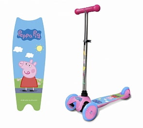 Самокат – Peppa Pig, управление наклоном, розово-голубой (1Toy, Т11698Н)