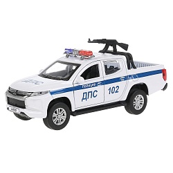 Полицейская машина Mitsubishi L200 Pickup 13 см свет-звук двери открываются металлическая (Технопарк, L200-12SLPOL-ARMWH) (ассортимент) - миниатюра