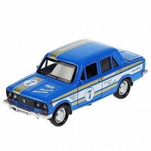 Машина металл - Ваз-2106 жигули – Спорт, 12 см, свет-звук инерционный механизм, цвет синий (Технопарк, 2106-12SLSRT-BU)