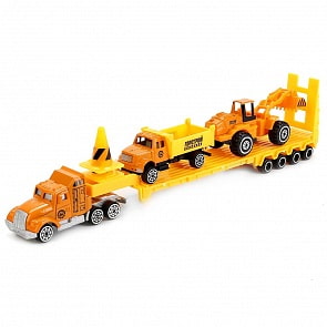 Строительный тягач 26 см с машинами, металлические (Технопарк, 1058612-R) (ассортимент)