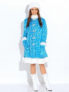 Костюм карнавальный – Снегурочка с шубой, шапкой, варежками, размер 44-48 (Батик, 186-44-48)