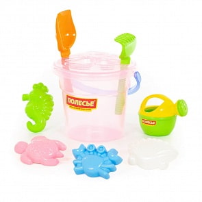 Набор №355: ведро Макси, сито Бабочка, лопата №6, грабли №6, 4 формочки, лейка малая №4 (Полесье, 35790)