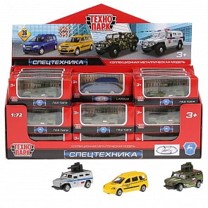 Машина металлическая 7,5 см, разные варианты цветов (Технопарк, SB-16-73-A+B-CDU) (ассортимент)