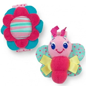 Игрушки-погремушки на ручку (розовые) «Стильная пара браслетиков» (Bright Starts, 8975st)