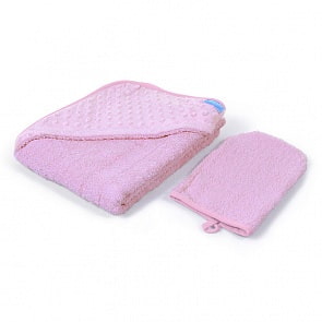 Полотенце с уголком и варежкой Nuovita Grazia 100x100 махра/вельбоа, розовый / rosa (Nuovita, NUO-DPOL_1602)