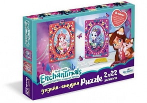 Дизайн-студия пазлов Энчантималс - Диптих Пэттер и Бри, 2 картинки по 22 детали (Оригами, 05335)