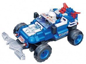 Конструктор Гоночная машина (голубая), на радиоуправлении, 198 деталей (Banbao, 8215)