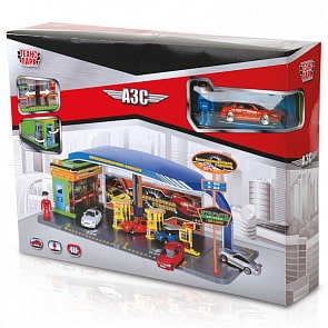 Автозаправочная станция с металлической машиной и фигуркой (Технопарк, 17201sim)