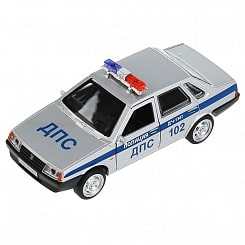 Машина Полиция Lada 21099 Спутник 12 см свет-звук двери открываются металлическая (Технопарк, 21099-12SLPOL-SR)