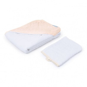 Полотенце с уголком и варежкой Nuovita Grazia 100x100 махра/вельбоа, бело-коралловый / bianco-di corallo (Nuovita, NUO-DPOL_1610)