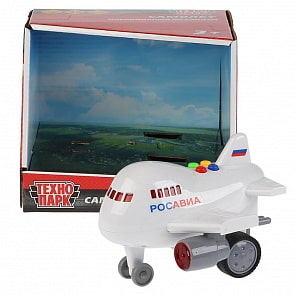 Модель свет и звук Самолет, длина 14,5 см., пластик, инерционная (Технопарк, 1630055-R)