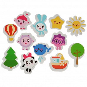 Набор стикеров ЕВА для ванны - Малышарики, 12 штук в сумочке-сетке (Капитошка, EV12-ML)