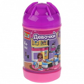 Конструктор - Комната, с фигуркой, 121 деталь в банке (Город мастеров, 2062-LL)