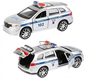 Полицейская металлическая машина - Renault Koleos, длина 12 см, открываются двери (Технопарк, KOLEOS-P)