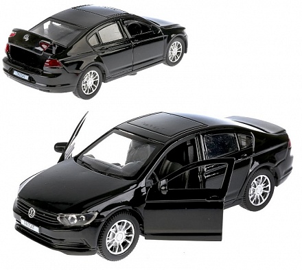 Металлическая инерционная машина - VW Passat, 12 см, открываются двери, черный 