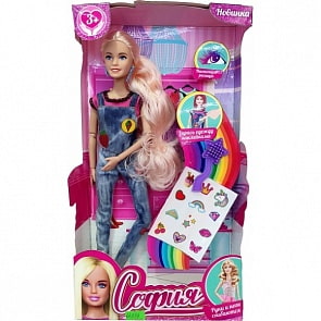 Кукла София, 29 см, руки и ноги сгибаются, с наклейками для одежды (Карапуз, 66534-S-BB)